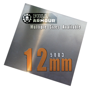 High-strength 5083 aluminium metal sheet, supplied by Full Armour in a range of precut sizes.