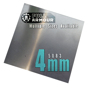 High-strength 5083 aluminium metal sheet, supplied by Full Armour in a range of precut sizes.
