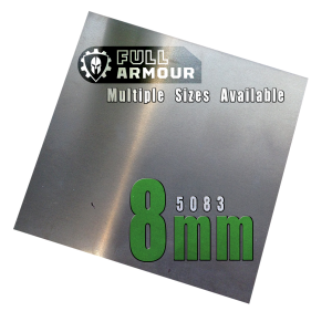 High-strength 5083 aluminium metal sheet, supplied by Full Armour in a range of precut sizes.