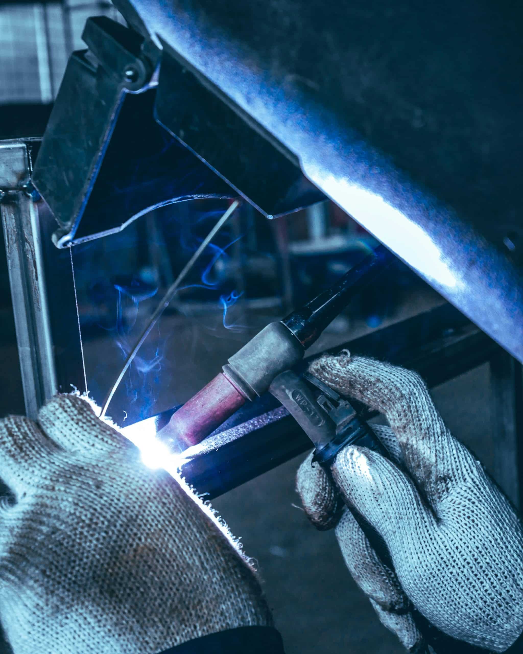 Close up shot of welding an aluminium joint showing how to Weld and Machine 6052 T6 Aluminium